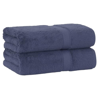 Supreme Terry 2-Piece Bath Towel Set, Hotel & Spa Quality, Plush and Absorbent 100% Turkish Cotton Towels, Quick Dry-Navy - color: Navy, size: Bath Towel Set