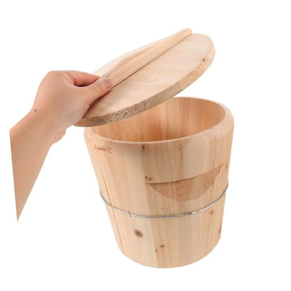 Wooden Towel Warmer Bucket with Lid 25x25x25cm Large Capacity Heated Towel Steamer Barrel for Bathroom Sauna Spa Home Use