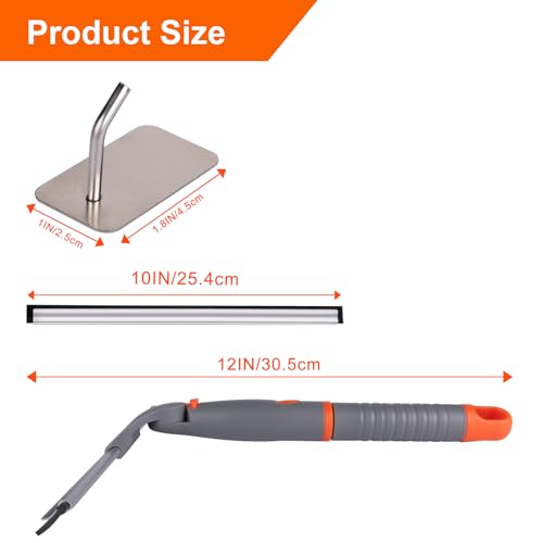 All Purpose 10 inch Shower Squeegee with 2pcs Rubber Wiper Blade Window Squeegee Soft Safe to Clean Shower Door Bathroom Car Windshield Glass Mirrors