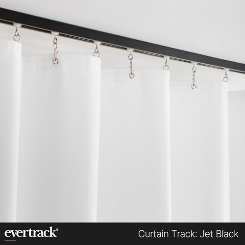 Curtain Track - Ceiling Mounted Curtain Rail for Curtains, Drapes, and Room Dividers - USA Made - Medium (16 Feet), Jet Black - color: Jet Black, size: Medium (16 Feet)