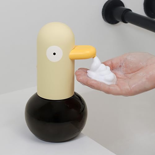 Kids Automatic Soap Dispenser - Cute Duck Touchless Foaming Hand Soap Dispenser, Waterproof USB Rechargeable, Hand- Free Shampoo Dispensers for Bathroom, Kitchen Countertop, Preschool - color: Yellow Duck