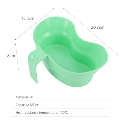 Emesis Basin with Wide Mouth & Handle - Bed Mouthwash Cup Kidney Shape Large with Handle, Patient Toothbrush Cup BPA-Free Plastic Vomit Cup for Elderly Bedridden Patients and Teeth Cleaning