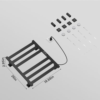 Towel Warmer 6 Bars, Stainless Steel Towel Warmer Rack | for Bathroom, Wall Mounted Towel Heater with Intelligent Touch Screen Timer, Hard Wired/Plug-in, Black - size: 6 Bars