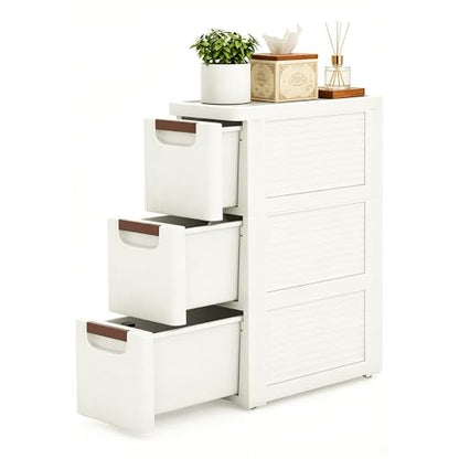 3 Drawers Narrow Bathroom Storage Cabinet, Slim Storage Cabinet, Plastic Slim Storage Cart Drawers for Small Spaces, Laundry, Office, Home, White - size: 3 Tiers