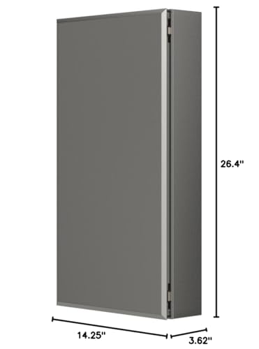 Kohler CB-CLC1526FS Frameless Bathroom Mirror Medicine Cabinet, Single Door, Rectangular Beveled Edge Frame, Bathroom Cabinet Mirror, Adjustable Shelves, 15 in. W x 26 in. H