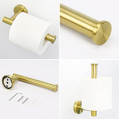 NearMoon 2 Pieces Bathroom Hardware Accessories, Towel Ring and Toilet Paper Holder- Stainless Steel Bath Towel Hanger and Hand Towel Holder, Wall Mounted (Brushed Gold) - color: Brushed Gold