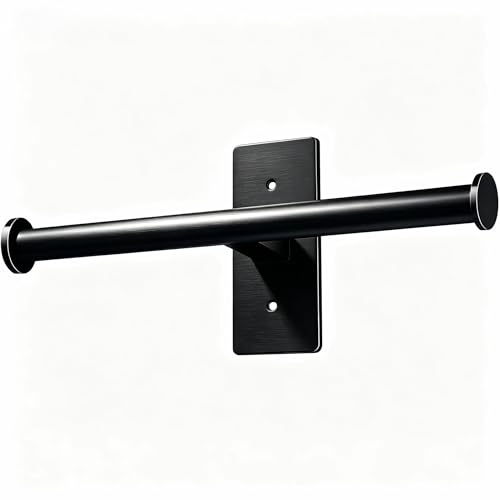 Double Roll Toilet Paper Holder, OBODING, Black Stainless Steel Toilet Paper Holder, Adhesive or Drilling Toilet Roll Holder Wall Mount for Bathroom (Black) - color: Black