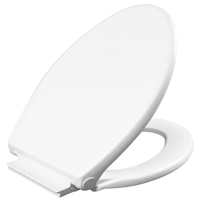 Mayfair Preston Easy to Clean Single Hinge Toilet Seat, Modern Slow Close Plastic Toilet Seat, Made in USA, Elongated, White - size: Elongated