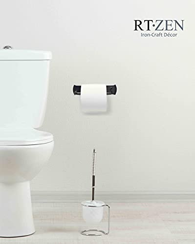 Rustic Wrought Iron Bathroom Toilet Paper Holder | Handcrafted Wall Decor Toilet Roll Holder, Wall Mount Bar, Stylish Modern Farmhouse Bathroom Decor, Metal Storage Accent - style: High End