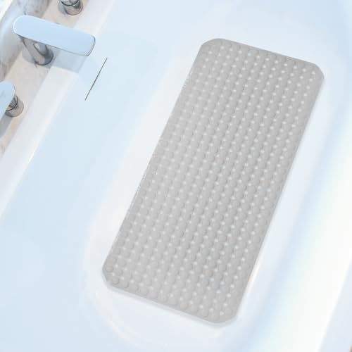 Non-Slip Bath Mat for Tub - Extra Large TPR Bathtub Mat with Suction Cups, Quick-Dry & Easy Clean, Family-Friendly Design (Gray, 36x17 Inch) - color: Gray