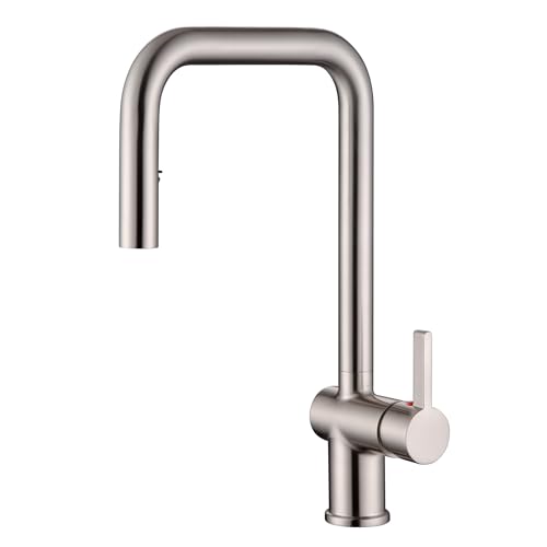 SUMERAIN Pull Down Kitchen Sink Faucet with Sprayer, Brushed Nickel | Stainless Steel, Single Hole, Single Handle, Dual Spray Modes, 360° Swivel Spout, Easy Installation, Modern - color: Brushed Nickel