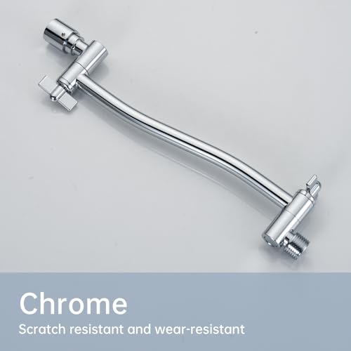 Joyrain Shower Arm Extension with Flange Base, 304 Stainless Steel Extension Pipe, Adjustable Flexible Shower Arm (Chrome, 11-Inch Adjustable Shower Head Extension Arm) - color: Adjustable Shower Head Extension Arm ( 11-Inch ), size: Chrome