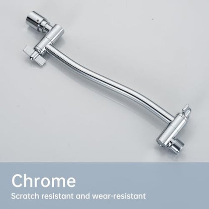 Joyrain Shower Arm Extension with Flange Base, 304 Stainless Steel Extension Pipe, Adjustable Flexible Shower Arm (Chrome, 11-Inch Adjustable Shower Head Extension Arm) - color: Adjustable Shower Head Extension Arm ( 11-Inch ), size: Chrome
