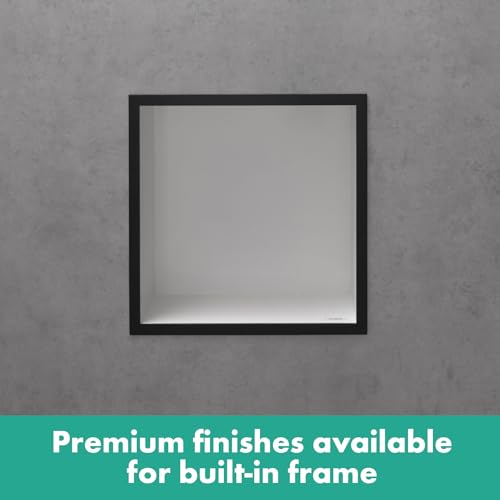 hansgrohe XtraStoris Individual Recessed Wall Niche Matte White with Design Frame 12"x 12"x 4" in Brushed Black Chrome, 56099340 - color: Brushed Black Chrome