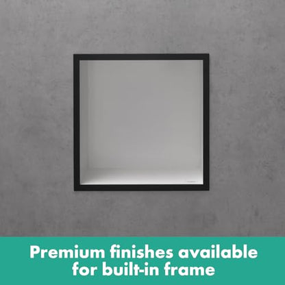 hansgrohe XtraStoris Individual Recessed Wall Niche Matte White with Design Frame 12"x 12"x 4" in Matte White, 56099700 - color: Matte White