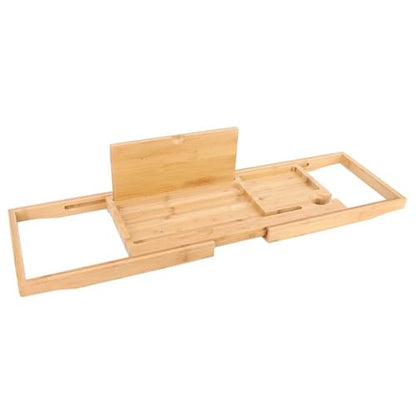 JEOZBM Bath Tray, Bamboo Bath Table Tray, Retractable Bathtub Shelf,Bathtub Caddy Tray, Expandable Bathroom Accessories for Wine, Phone, Book(90CM-Bamboo) - color: Bamboo