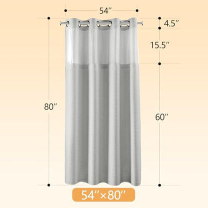 River Dream Cotton Blend Fabric Shower Curtain Set with Liner, Gray, 54x80 | Waffle Weave, No Hook Needed, with Snap in Replacement Liner, Top Sheer Window, Hotel Quality Fabric for Bathroom - color: Lake Wanaka, size: 54"W x 80"L (Pack of 1)