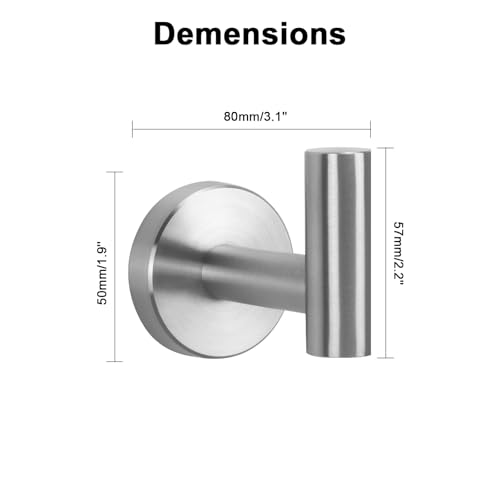 NearMoon Bath Towel Hooks- SUS 304 Stainless Steel Robe Hook Holder, Heavy Duty Coat Hook for Bathroom Livingroom Hotel Kitchen Garage, Wall Mounted (Brushed Nickel, 3 Pack) - color: Brushed Nickel, size: 3 Pack