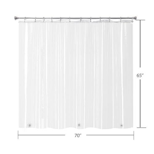 YISURE Plastic Clear Shower Curtain Liner 70x65, with Magnets for Bath Tub | Peva Vinyl Waterproof Bathroom Shower Curtain Sets with 3 Heavy Magnets - color: Clear, size: 70"W x 65"L (Pack of 1)