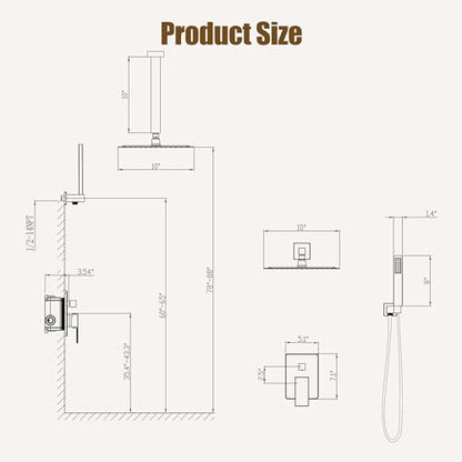 ESNBIA Shower Head System Gold, All Metal Ceiling Shower Faucet Set with Pressure Balance Valve Kit, 10 Inches Rain Head with Handheld Spray, Brushed Gold - color: Brushed Gold, size: 10 Inch