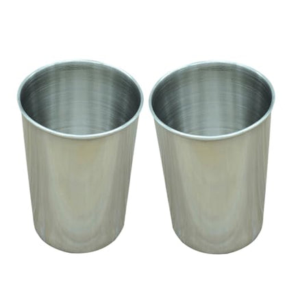 2pcs Stainless Steel Bathroom Cup Multi Use Tumblers for Toothbrushes Beverages and More Easy to Clean Silver Drinkware for Home and Travel - size: 6X6cm