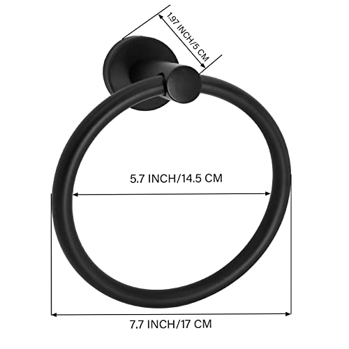 Towel Ring,Hand Towel Holder for Wall Mounted,Towel Holder,Towel-Racks, Bathroom Hardware Simple Round Towel Hanger SUS 304 Stainless Steel (Black) - color: Black