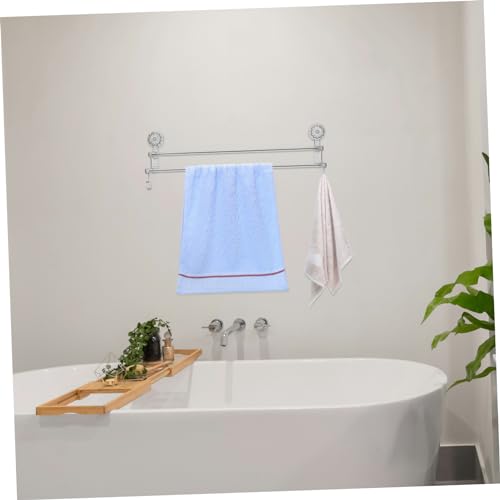 Simple Elegant Suction Cup Towel Rack No Drill Double Pole Bathroom Wall Mount Towel Holder Dryer Shoe Rack