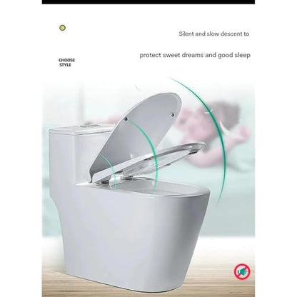 Toilet Seat Elongated Open Front with Soft Close Lid, Quick Release for Easy Clean, Anti-Slip Bumpers, Durable White PP Plastic, Fits Standard Oblong Toilets