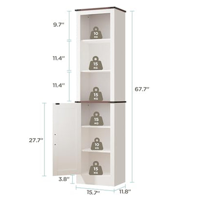 MHOM 71" Tall Bathroom Storage Cabinet, Farmhouse Storage Cabinet with Adjustable Shelves, Narrow Linen Tower Cabinet for Bathroom, Laundry, and, Living Room, White - color: White