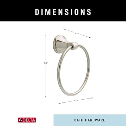 Delta Faucet Becker (1-Pack) Hand Towel Holder, SpotShield Brushed Nickel, Ring for Bathroom or Kitchen Sink, Wall Mounted BCK46-DN - color: Spotshield Brushed Nickel