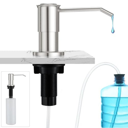 CREA Kitchen Sink Soap Dispenser Countertop for Kitchen Sink, Stainless Stee Built in Sink Soap Dispenser Brushed Nickel for Bathroom with 39" Tube Large Capacity 17 OZ Bottle - color: Brushed Nickel, style: Circular