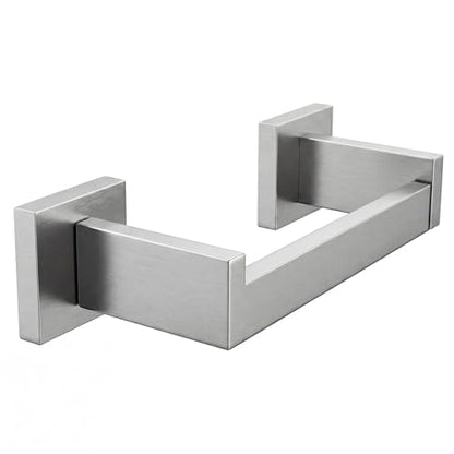 Toilet Paper Holder Wall Mount Brushed Nickel Stainless Steel | Toilet Tissue Roll Holder Bathroom Square Toilet Paper Towel Roll Holder Double Post Pivoting Tissue Handle - color: Brushed Nickel