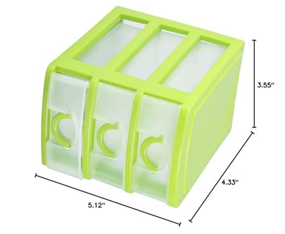 3-Layer Plastic Drawer Organizer for Jewelry, Makeup & Small Items, Space-Saving Storage Box with Dividers, Compact for Bedroom, Bathroom or Office(Green)