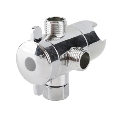 3 Way Shower Diverter Valve, 1/2 In IPS Metal Shower Head Splitter | Shower Holder, Dual External Male Threaded Ports, Switchable Water Outlets, for Standard Household Shower System