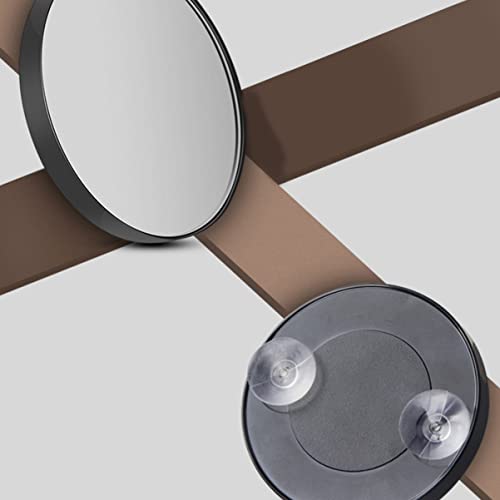 2pcs Magnifying Round Makeup Mirror Black Lighted Compact Mirror Suction Cup for Bathroom Travel and Cosmetics Diameter