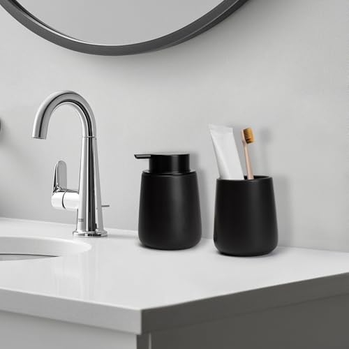 Bathroom Tumbler Cup Ceramic 13.5oz Reusable Toothbrush Cup 400ml, Toothbrush Holder Adequate for Your Bathroom (Black Brown) - color: Blackbrown, size: 1pcs