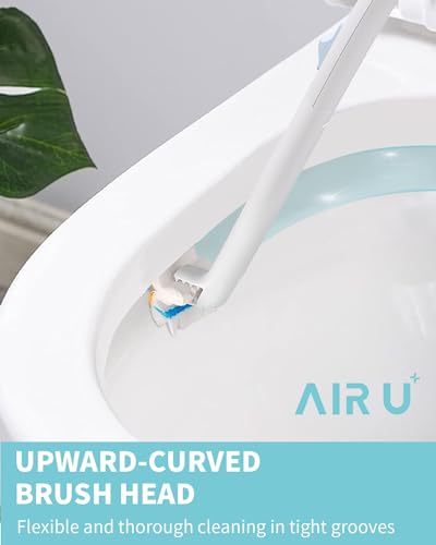 AIR U+ Disposable Toilet Brush Wand for Scrubbing Bubbles Flushable Refills | 24 Count Flushable Refills, Wall Mount Toilet Cleaning System with 1 Toilet Wand + 1 Automatic Visual Caddy - color: 1 Caddy+ 1 Wand+ 24 Refills