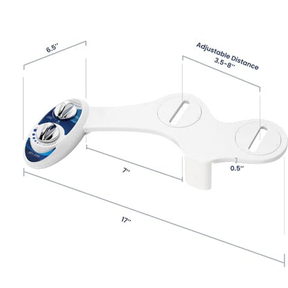 LUXE Bidet NEO 120 - Bidet Attachment for Toilet Seat, Blue | Non-Electric, Single Nozzle, Self-Cleaning, Adjustable Water Pressure, Rear Wash - color: Blue
