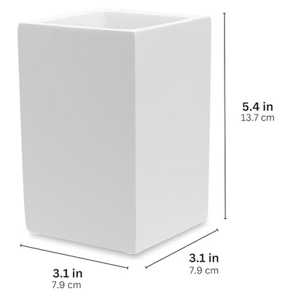 Yew Design Matte White Bathroom Toothbrush Holder Cup - Square - color: Square Matte White