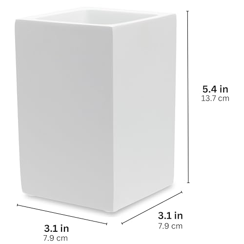 Yew Design Matte White Bathroom Toothbrush Holder Cup - Square - color: Square Matte White