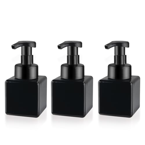 3 Pack Foaming Soap Dispenser Empty Plastic Foam Pump Bottle Refillable Foam Soap Bottle Dispenser for Shampoo Liquid Soap Face Wash (Black, 250ml/8.3oz) - color: Black, size: 250 ml