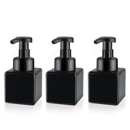 3 Pack Foaming Soap Dispenser Empty Plastic Foam Pump Bottle Refillable Foam Soap Bottle Dispenser for Shampoo Liquid Soap Face Wash (Black, 250ml/8.3oz) - color: Black, size: 250 ml