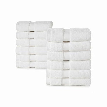 Organic Cotton Wash Cloths, Plush Feather-Touch, 12 Pack – White | Plush feather-touch quick-drying wash cloths, GOTS & Oeko-TEX, premium soft, absorbent, small hand & face towels, wash rags - color: White