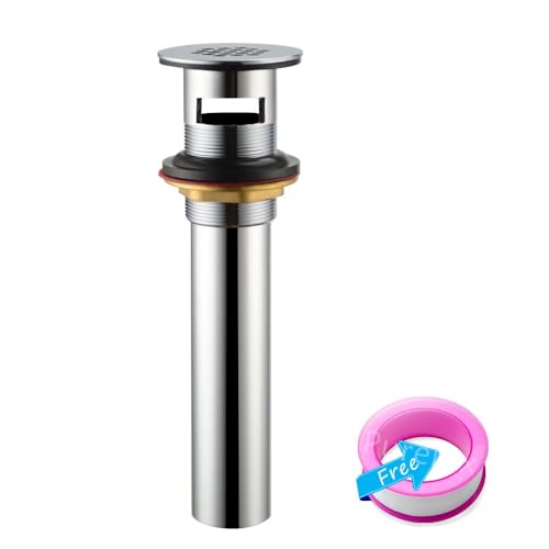 Purelux Grid Drain Strainer Assembly with Overflow for Bathroom Sink, Made of Brass Chrome Finish - color: Grid_chrome