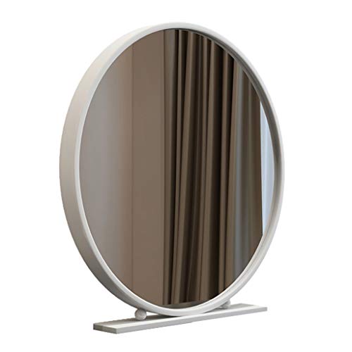 Free Standing Dressing Table Mirror Bedroom Makeup or Shaving Mirrors with Base Round Table Top Mirror - Diameter 40/50/60CM - color: White
