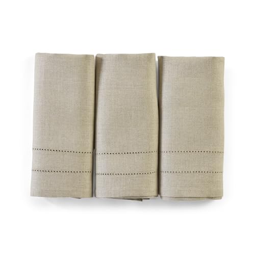Solino Home 100% Pure Linen Hand Towels Natural, Bath 14 x 24 in, Set of 3 | Bathroom Hand Towels highly absorbent and quick drying for bathroom and spa use | plain weave | OEKO-TEX Certified | low iron - color: Natural, size: Hand Towels - 14 X 24 Inch