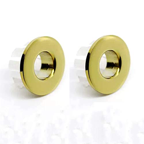 Sink Basin Trim Overflow Cover Brass Insert in Hole Round Caps Gold 2 PCS - color: Gold 2 Pcs