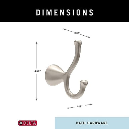 Delta ARV35-DN Arvo Double Towel Hook Bath Hardware Accessory in Brushed Nickel (Pack of 10) - size: (Pack of 10)