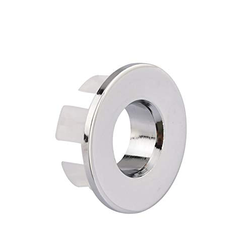 Sink Basin Trim Overflow Cover Brass Insert in Hole Round Caps Chrome 3 PCS - color: Chrome 3 Pcs