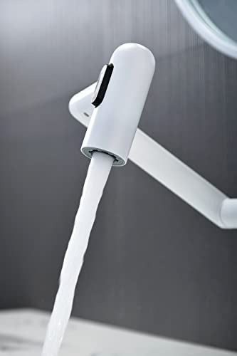 Rotatable Bathroom Faucet with Temperature Display in Fahrenheit (Batteries-Free), 3 Water Outlet Modes, White, BF2204-4 - color: White